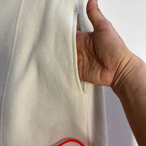 KENNETH COLE REACTION Ivory Wool blend Mid Length Peacoat Trenchcoat Size 12 - Picture 6 of 11